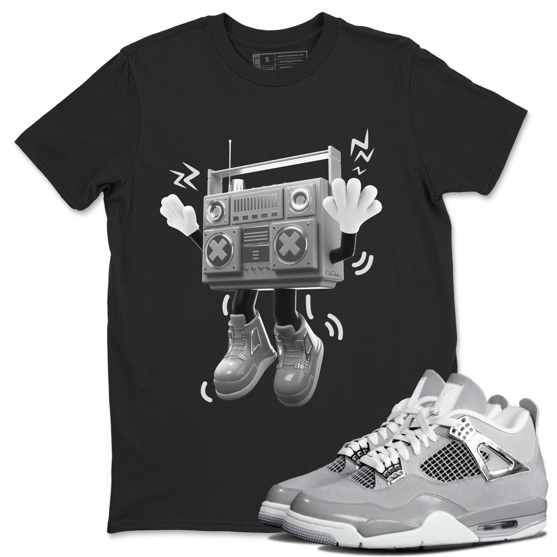Air Jordan 4 Light Iron Ore shirt to match jordans 90s Radio Boy sneaker tees AJ4 Frozen Moments SNRT Sneaker Release Tees Unisex Black 1 T-Shirt
