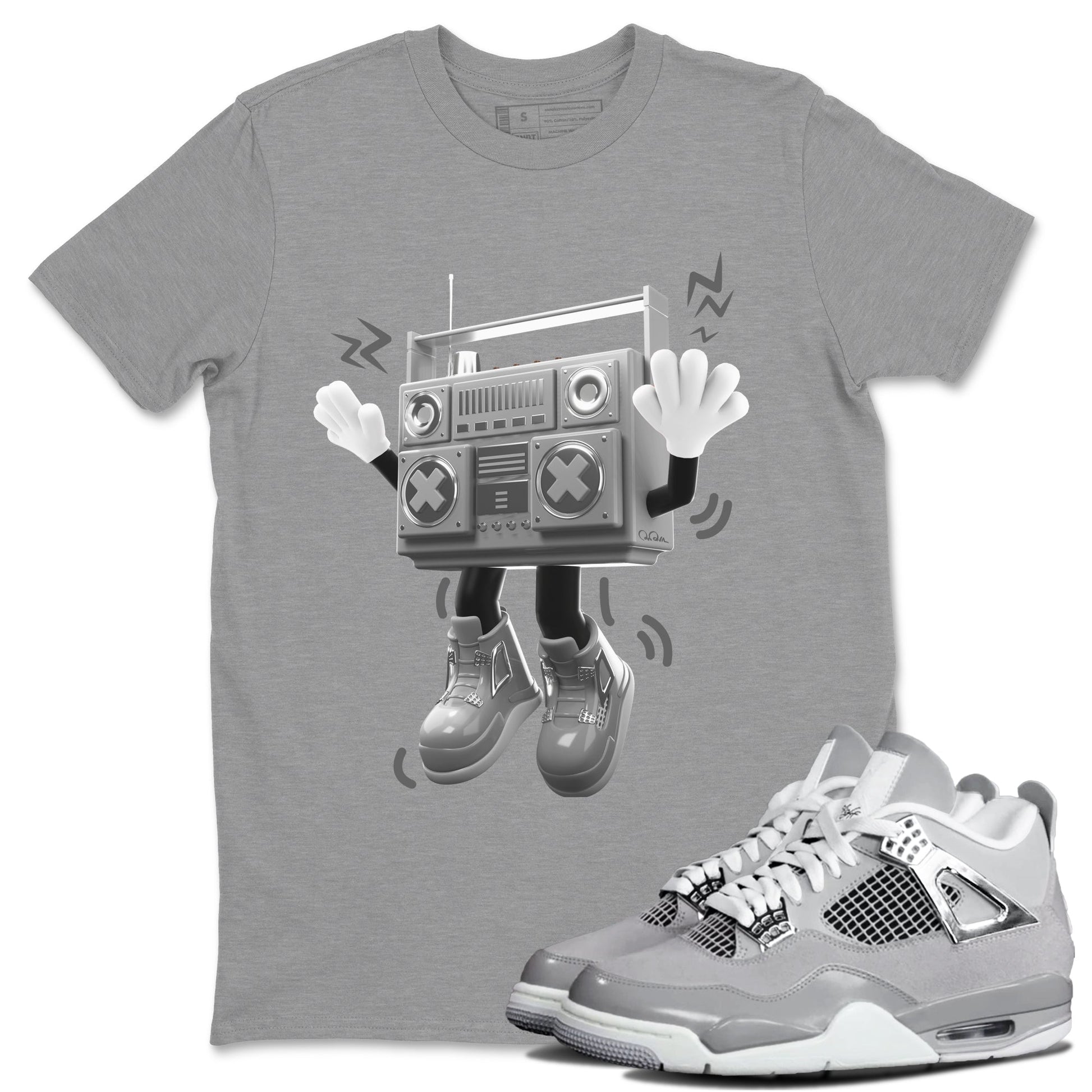 Air Jordan 4 Light Iron Ore shirt to match jordans 90s Radio Boy sneaker tees AJ4 Frozen Moments SNRT Sneaker Release Tees Unisex Heather Grey 1 T-Shirt