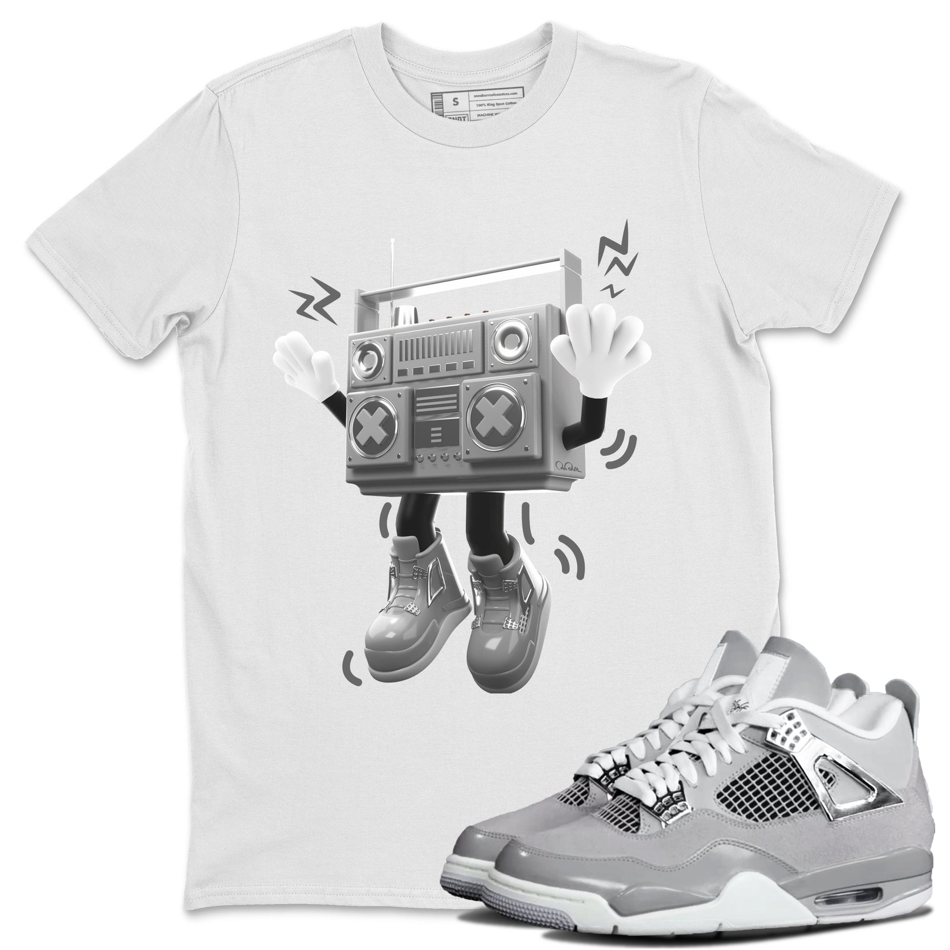 Air Jordan 4 Light Iron Ore shirt to match jordans 90s Radio Boy sneaker tees AJ4 Frozen Moments SNRT Sneaker Release Tees Unisex White 1 T-Shirt