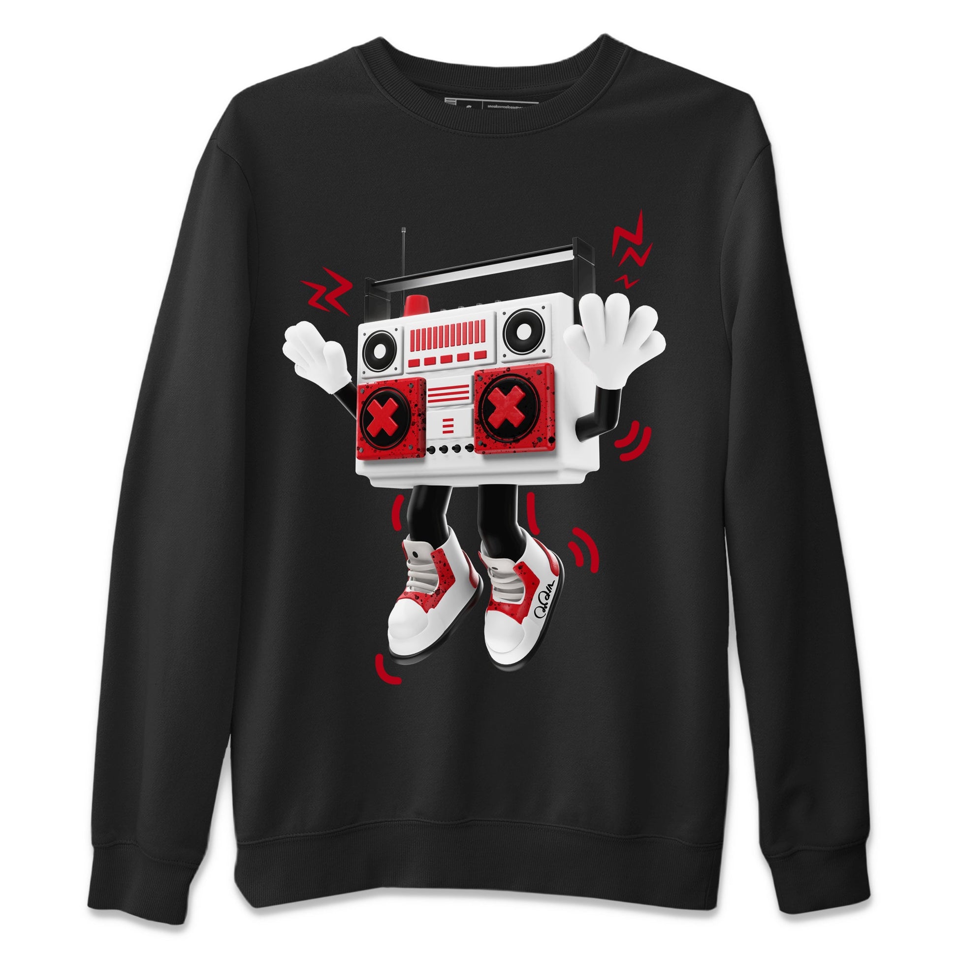 Air Jordan 4 Red Cement Sneaker Match Tees 90s Radio Boy Sneaker Tees AJ4 Retro OG Red Cement Sneaker Release Tees Unisex Shirts Black 2