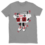 Air Jordan 4 Red Cement Sneaker Match Tees 90s Radio Boy Sneaker Tees AJ4 Retro OG Red Cement Sneaker Release Tees Unisex Shirts Heather Grey 2