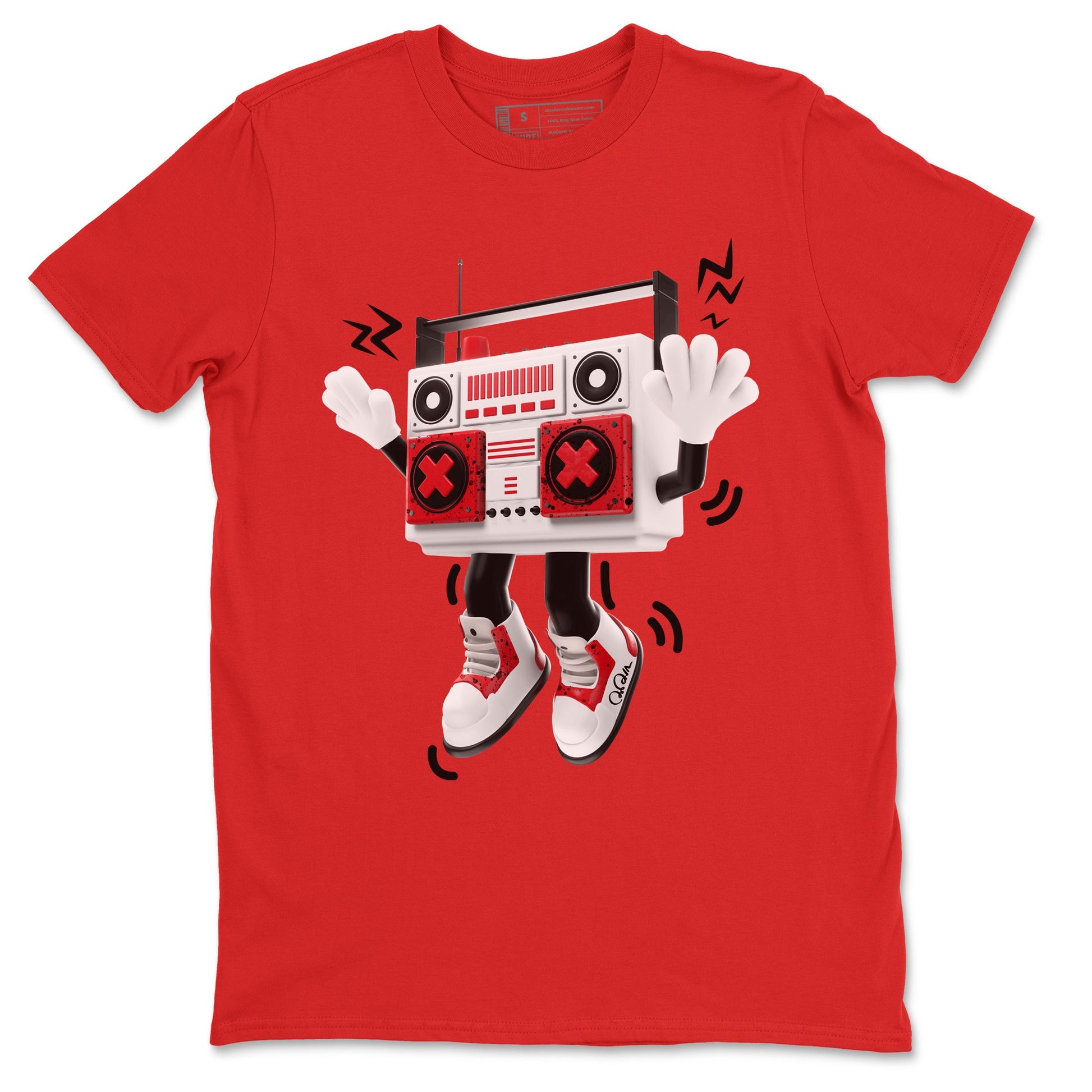 Air Jordan 4 Red Cement Sneaker Match Tees 90s Radio Boy Sneaker Tees AJ4 Retro OG Red Cement Sneaker Release Tees Unisex Shirts Red 2