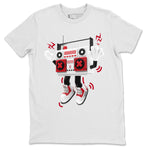 Air Jordan 4 Red Cement Sneaker Match Tees 90s Radio Boy Sneaker Tees AJ4 Retro OG Red Cement Sneaker Release Tees Unisex Shirts White 2