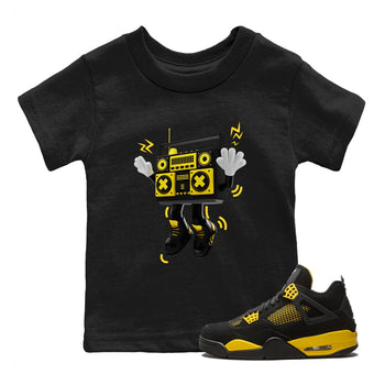 Air Jordan 4 Thunder Sneaker Match Tees 90s Radio Boy Sneaker Tees AJ4 Thunder Jumpman Sneaker Release Tees Kids Shirts Black 1