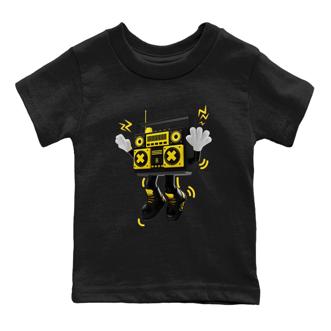 Air Jordan 4 Thunder Sneaker Match Tees 90s Radio Boy Sneaker Tees AJ4 Thunder Jumpman Sneaker Release Tees Kids Shirts Black 2