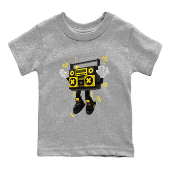 Air Jordan 4 Thunder Sneaker Match Tees 90s Radio Boy Sneaker Tees AJ4 Thunder Jumpman Sneaker Release Tees Kids Shirts Heather Grey 2