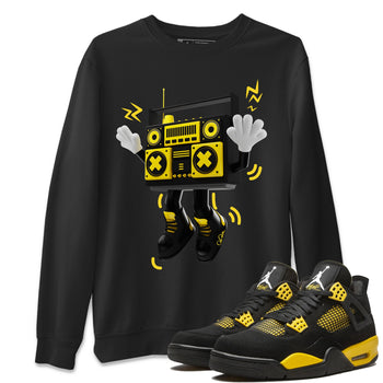 Air Jordan 4 Thunder Sneaker Match Tees 90s Radio Boy Sneaker Tees AJ4 Thunder Jumpman Sneaker Release Tees Unisex Shirts Black 1