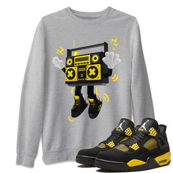 Air Jordan 4 Thunder Sneaker Match Tees 90s Radio Boy Sneaker Tees AJ4 Thunder Jumpman Sneaker Release Tees Unisex Shirts Heather Grey 1