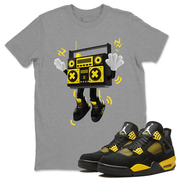 Air Jordan 4 Thunder Sneaker Match Tees 90s Radio Boy Sneaker Tees AJ4 Thunder Jumpman Sneaker Release Tees Unisex Shirts Heather Grey 1