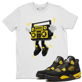 Air Jordan 4 Thunder Sneaker Match Tees 90s Radio Boy Sneaker Tees AJ4 Thunder Jumpman Sneaker Release Tees Unisex Shirts White 1