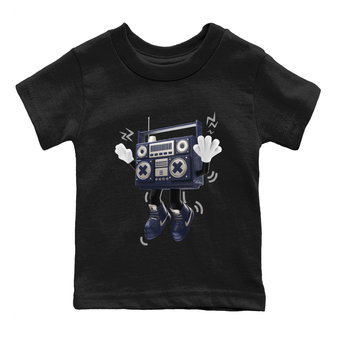 Air Jordan 5 Georgetown Sneaker Match Tees 90s Radio Boy Sneaker Tees AJ5 Georgetown Sneaker Release Tees Kids Shirts Black 2