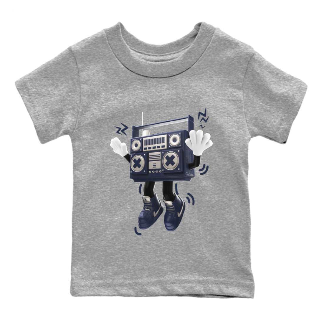 Air Jordan 5 Georgetown Sneaker Match Tees 90s Radio Boy Sneaker Tees AJ5 Georgetown Sneaker Release Tees Kids Shirts Heather Grey 2