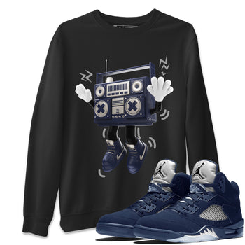Air Jordan 5 Georgetown Sneaker Match Tees 90s Radio Boy Sneaker Tees AJ5 Georgetown Sneaker Release Tees Unisex Shirts Black 1