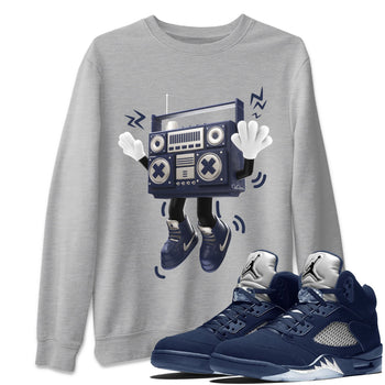 Air Jordan 5 Georgetown Sneaker Match Tees 90s Radio Boy Sneaker Tees AJ5 Georgetown Sneaker Release Tees Unisex Shirts Heather Grey 1