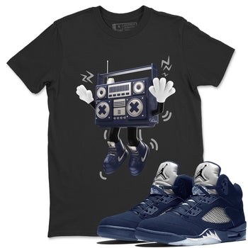 Air Jordan 5 Georgetown Sneaker Match Tees 90s Radio Boy Sneaker Tees AJ5 Georgetown Sneaker Release Tees Unisex Shirts Black 1