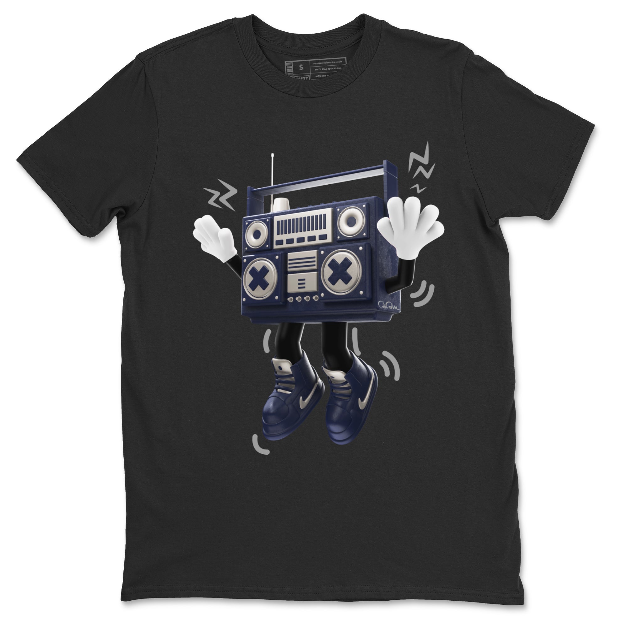 Air Jordan 5 Georgetown Sneaker Match Tees 90s Radio Boy Sneaker Tees AJ5 Georgetown Sneaker Release Tees Unisex Shirts Black 2