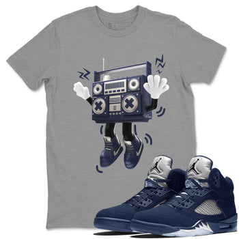 Air Jordan 5 Georgetown Sneaker Match Tees 90s Radio Boy Sneaker Tees AJ5 Georgetown Sneaker Release Tees Unisex Shirts Heather Grey 1