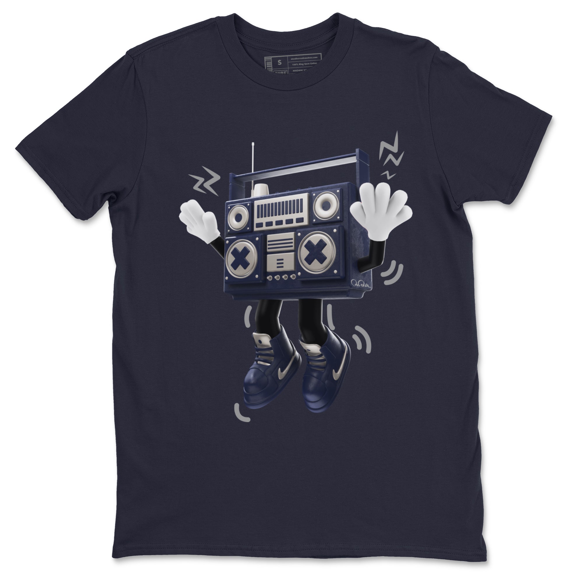 Air Jordan 5 Georgetown Sneaker Match Tees 90s Radio Boy Sneaker Tees AJ5 Georgetown Sneaker Release Tees Unisex Shirts Navy 2
