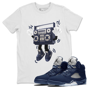 Air Jordan 5 Georgetown Sneaker Match Tees 90s Radio Boy Sneaker Tees AJ5 Georgetown Sneaker Release Tees Unisex Shirts White 1