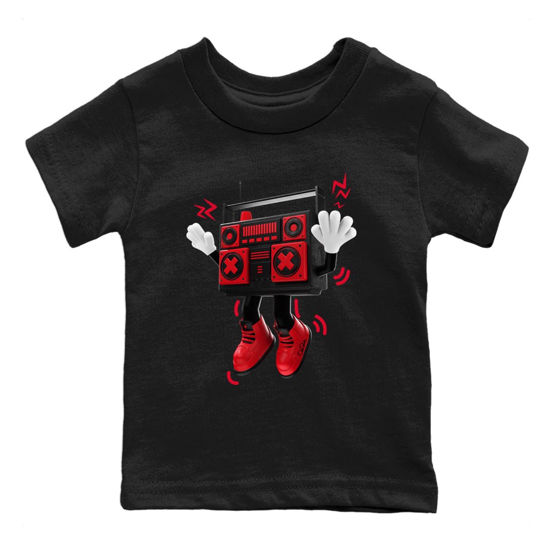 Air Jordan 6 Toro Bravo Sneaker Match Tees 90s Radio Boy Sneaker Tees 3D Graphic Design Shirts AJ6 Toro Bravo Sneaker Release Tees Kids Shirts Black 2