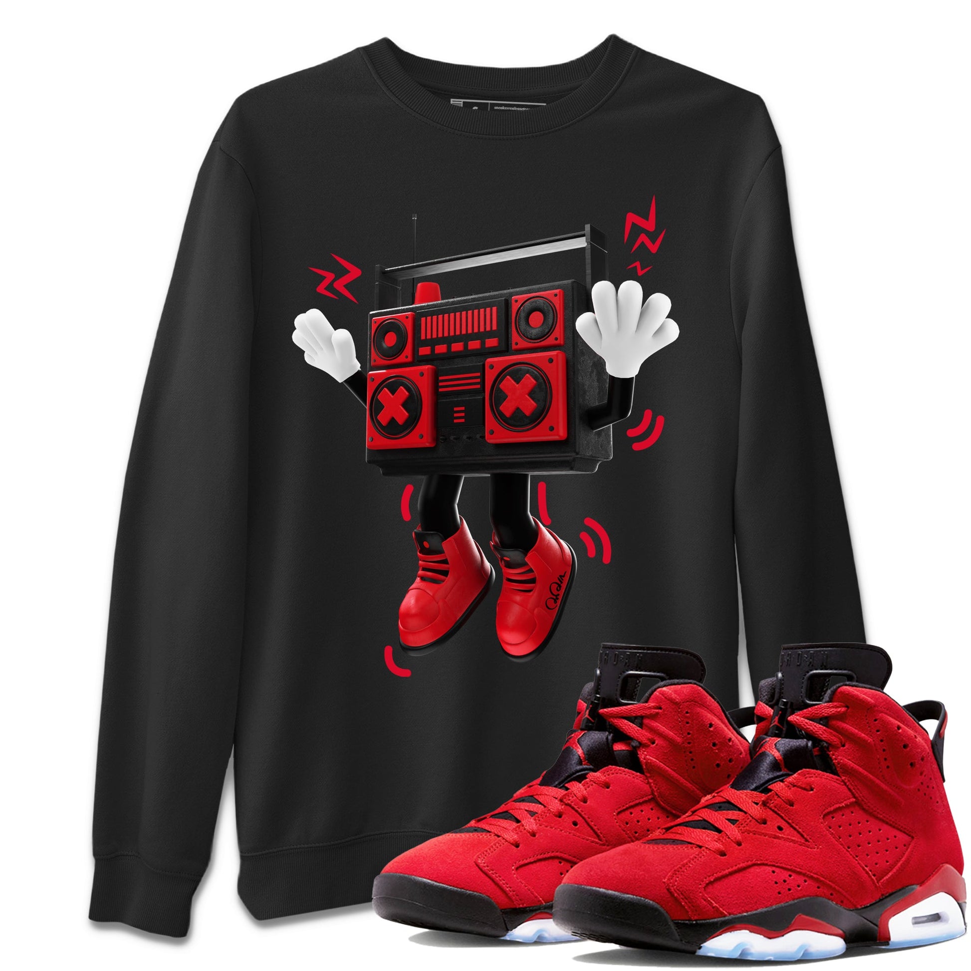 Air Jordan 6 Toro Bravo Sneaker Match Tees 90s Radio Boy Sneaker Tees 3D Graphic Design Shirts AJ6 Toro Bravo Sneaker Release Tees Unisex Shirts Black 1