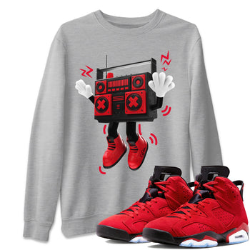 Air Jordan 6 Toro Bravo Sneaker Match Tees 90s Radio Boy Sneaker Tees 3D Graphic Design Shirts AJ6 Toro Bravo Sneaker Release Tees Unisex Shirts Heather Grey 1