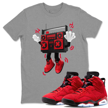 Air Jordan 6 Toro Bravo Sneaker Match Tees 90s Radio Boy Sneaker Tees 3D Graphic Design Shirts AJ6 Toro Bravo Sneaker Release Tees Unisex Shirts Heather Grey 1