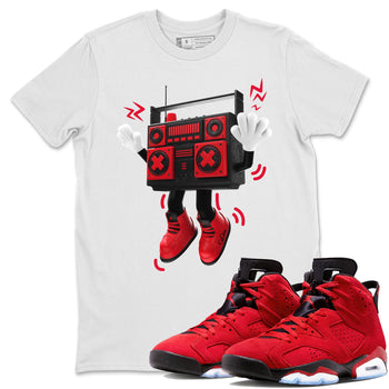 Air Jordan 6 Toro Bravo Sneaker Match Tees 90s Radio Boy Sneaker Tees 3D Graphic Design Shirts AJ6 Toro Bravo Sneaker Release Tees Unisex Shirts White 1