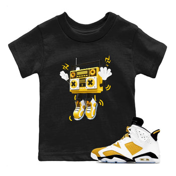 6s Yellow Ochre shirt to match jordans 90s Radio Boy sneaker tees Air Jordan 6 Yellow Ochre SNRT Sneaker Release Tees Baby Toddler Black 1 T-Shirt