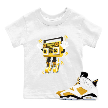 6s Yellow Ochre shirt to match jordans 90s Radio Boy sneaker tees Air Jordan 6 Yellow Ochre SNRT Sneaker Release Tees Baby Toddler White 1 T-Shirt