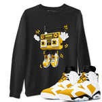 6s Yellow Ochre shirt to match jordans 90s Radio Boy sneaker tees Air Jordan 6 Yellow Ochre SNRT Sneaker Release Tees Unisex Black 1 T-Shirt
