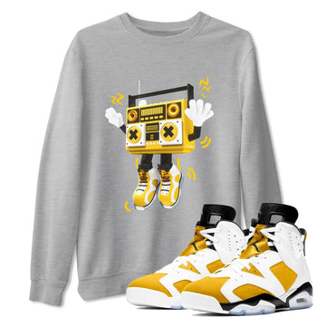6s Yellow Ochre shirt to match jordans 90s Radio Boy sneaker tees Air Jordan 6 Yellow Ochre SNRT Sneaker Release Tees Unisex Heather Grey 1 T-Shirt