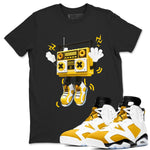6s Yellow Ochre shirt to match jordans 90s Radio Boy sneaker tees Air Jordan 6 Yellow Ochre SNRT Sneaker Release Tees Unisex Black 1 T-Shirt