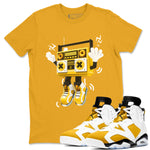 6s Yellow Ochre shirt to match jordans 90s Radio Boy sneaker tees Air Jordan 6 Yellow Ochre SNRT Sneaker Release Tees Unisex Gold 1 T-Shirt