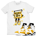 6s Yellow Ochre shirt to match jordans 90s Radio Boy sneaker tees Air Jordan 6 Yellow Ochre SNRT Sneaker Release Tees Unisex White 1 T-Shirt