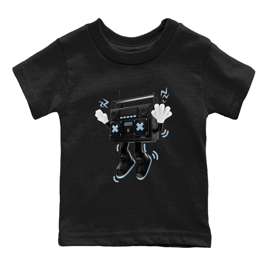 Air Jordan 7 Chambray Sneaker Match Tees 90s Radio Boy Sneaker Tees AJ7 Chambray Sneaker Release Tees Kids Shirts Black 2