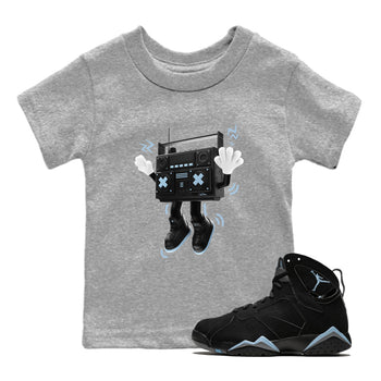Air Jordan 7 Chambray Sneaker Match Tees 90s Radio Boy Sneaker Tees AJ7 Chambray Sneaker Release Tees Kids Shirts Heather Grey 1