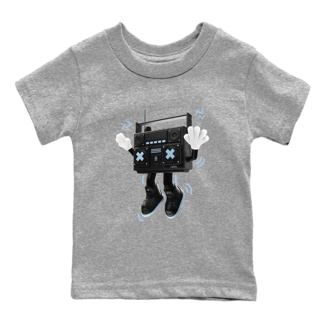 Air Jordan 7 Chambray Sneaker Match Tees 90s Radio Boy Sneaker Tees AJ7 Chambray Sneaker Release Tees Kids Shirts Heather Grey 2