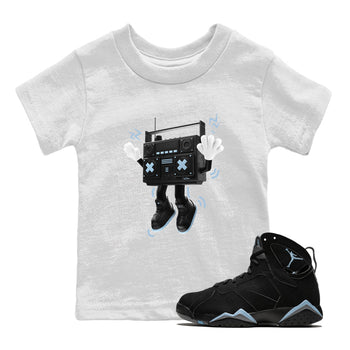 Air Jordan 7 Chambray Sneaker Match Tees 90s Radio Boy Sneaker Tees AJ7 Chambray Sneaker Release Tees Kids Shirts White 1