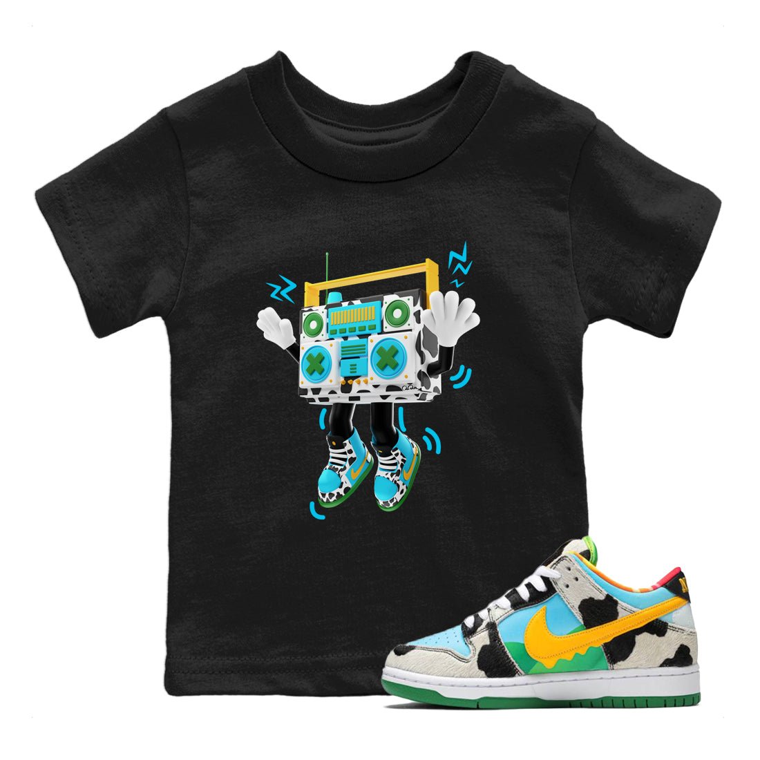 Dunk Chunky Dunky Sneaker Match Tees 90s Radio Boy Sneaker Tees Nike SB Ben's Jerrys Sneaker Release Tees Kids Shirts Black 1