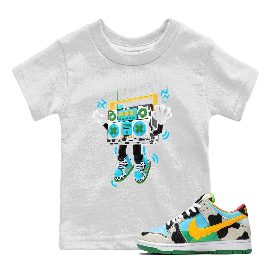 Dunk Chunky Dunky Sneaker Match Tees 90s Radio Boy Sneaker Tees Nike SB Ben's Jerrys Sneaker Release Tees Kids Shirts White 1