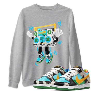 Dunk Chunky Dunky Sneaker Match Tees 90s Radio Boy Sneaker Tees Nike SB Ben's Jerrys Sneaker Release Tees Unisex Shirts Heather Grey 1