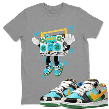 Dunk Chunky Dunky Sneaker Match Tees 90s Radio Boy Sneaker Tees Nike SB Ben's Jerrys Sneaker Release Tees Unisex Shirts Heather Grey 1