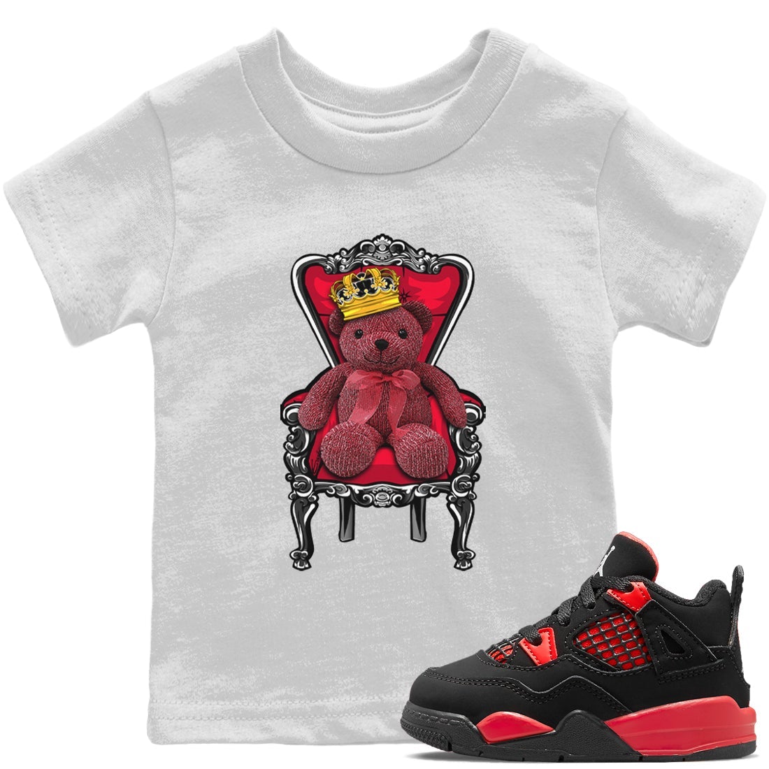 Jordan 4 Red Thunder Sneaker Match Tees Royal Bear Sneaker Tees Jordan 4 Red Thunder Sneaker Release Tees Kids Shirts