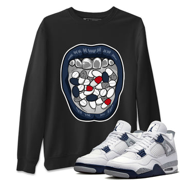 Jordan 4 Midnight Navy Sneaker Match Tees Acid Lips Sneaker Tees Jordan 4 Midnight Navy Sneaker Release Tees Unisex Shirts