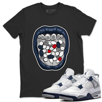 Jordan 4 Midnight Navy Sneaker Match Tees Acid Lips Sneaker Tees Jordan 4 Midnight Navy Sneaker Release Tees Unisex Shirts