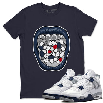 Jordan 4 Midnight Navy Sneaker Match Tees Acid Lips Sneaker Tees Jordan 4 Midnight Navy Sneaker Release Tees Unisex Shirts