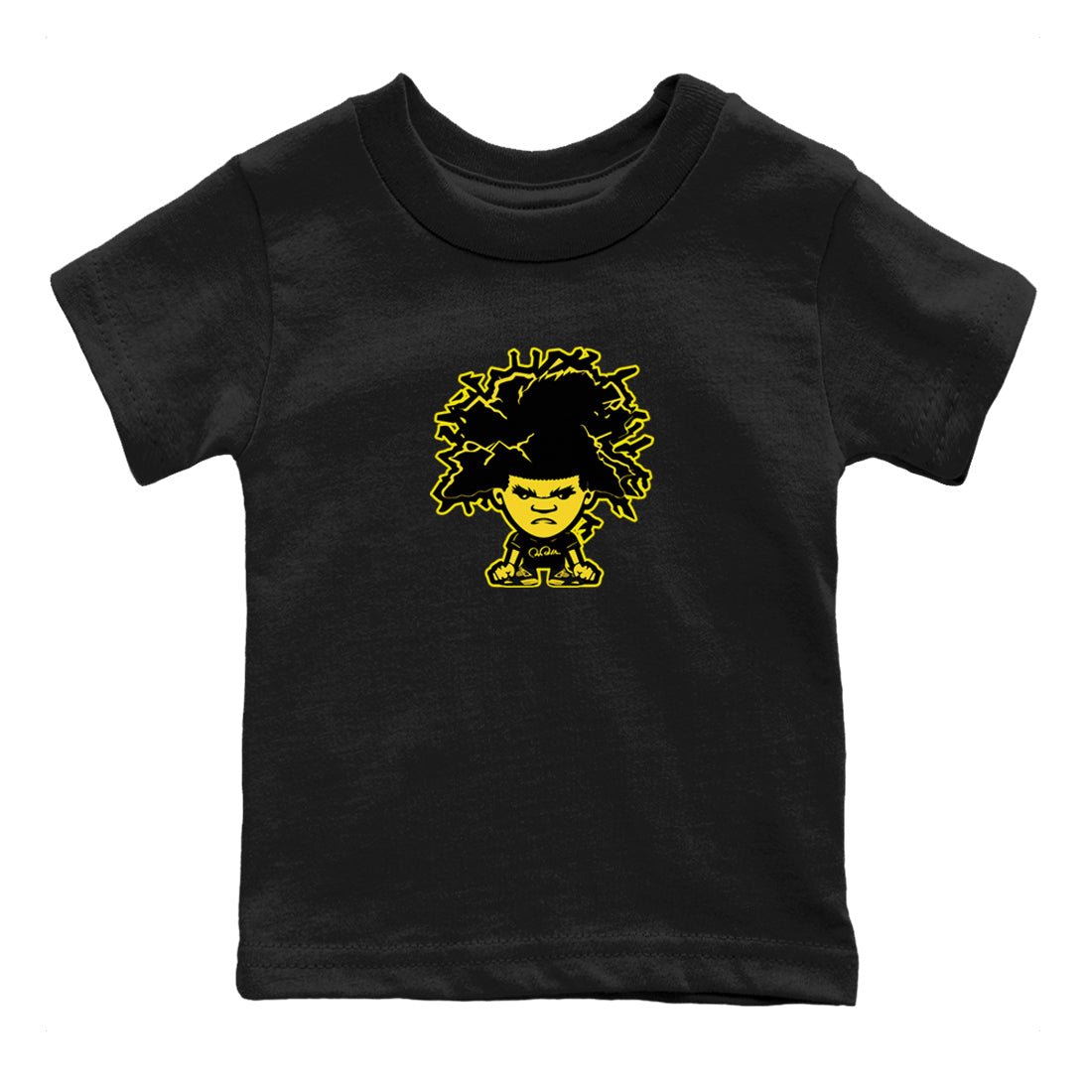Air Jordan 4 Thunder Sneaker Match Tees Afro Boy Sneaker Tees Yellow AJ4 Thunder Sneaker Release Tees Kids Shirts Black 2