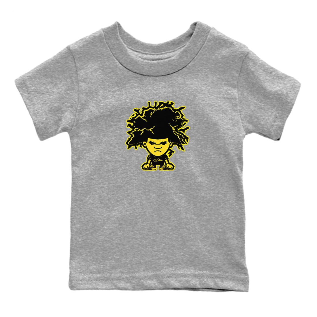 Air Jordan 4 Thunder Sneaker Match Tees Afro Boy Sneaker Tees Yellow AJ4 Thunder Sneaker Release Tees Kids Shirts Heather Grey 2