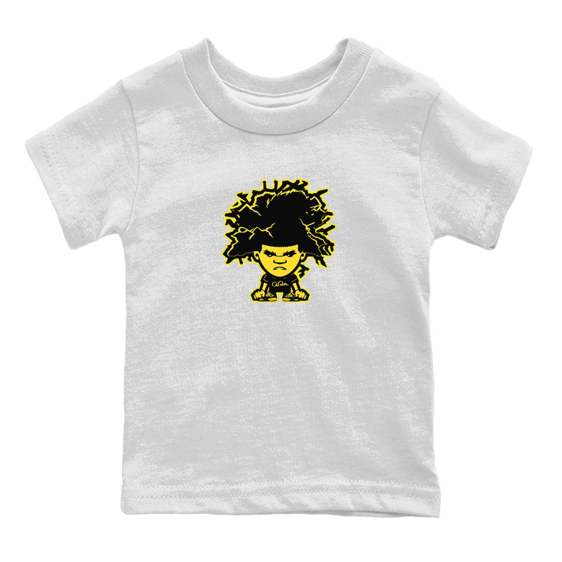 Air Jordan 4 Thunder Sneaker Match Tees Afro Boy Sneaker Tees Yellow AJ4 Thunder Sneaker Release Tees Kids Shirts White 2